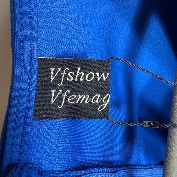 NWT Vfshow Women's Solid Blue 3/4 Sleeve Mermaid Bodycon Dress Size Small - Picture 9 of 15